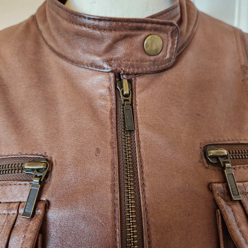 Boston Proper Genuine Leather Moto Jacket Size Small - Picture 6 of 10